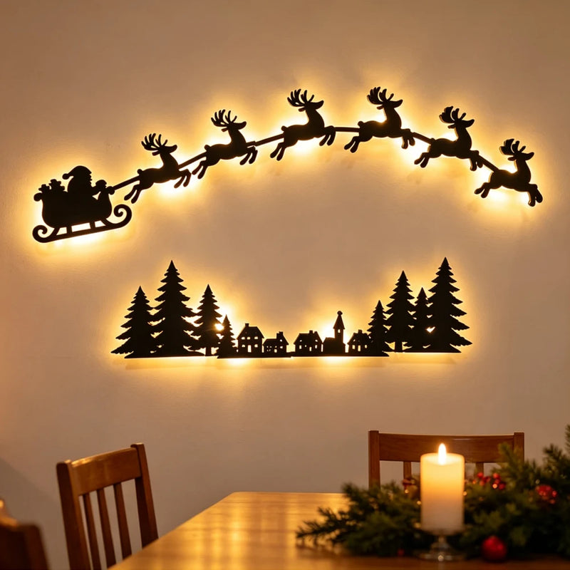 Lighted Santa Sleigh Wall