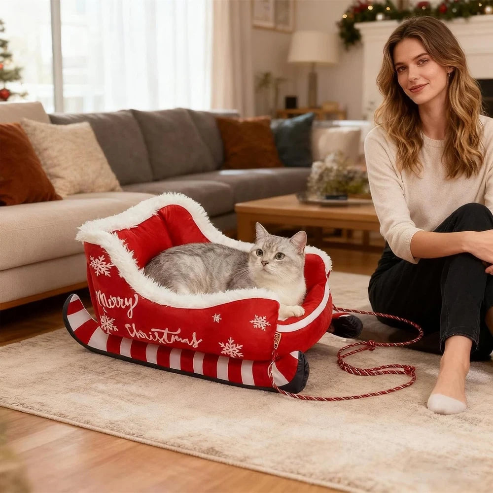 Christmas Sleigh Dog Bed